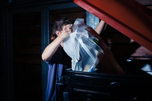 Homeowner organizing a cleared loft space